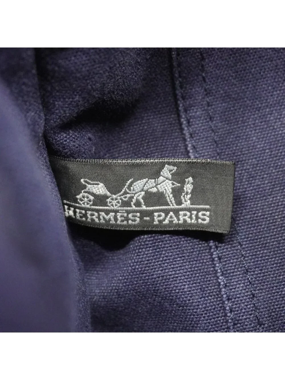 Hermes Tote Fourre Tout MM Canvas Navy Silver